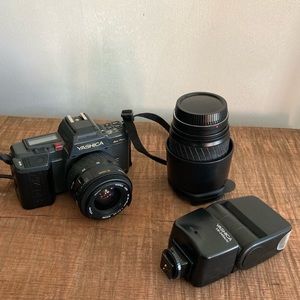 Vintage 35mm Camera Yashica 230 AF with Lens and Flash Untested